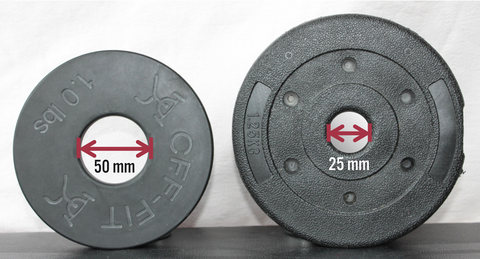 25mm weight plate versus 50mm weight plate