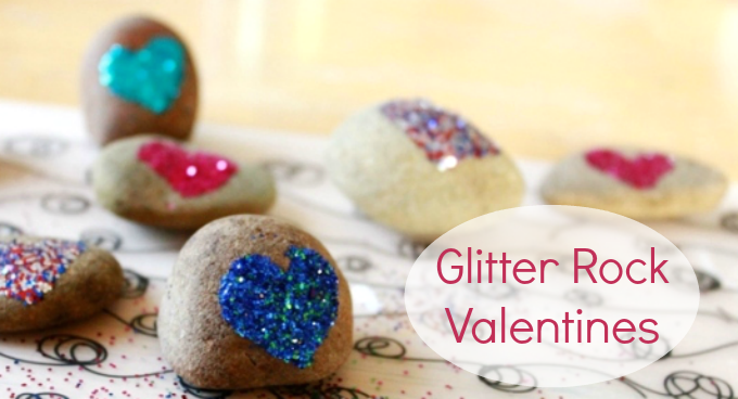 Valentine's Day crafts for kids glitter rock hearts