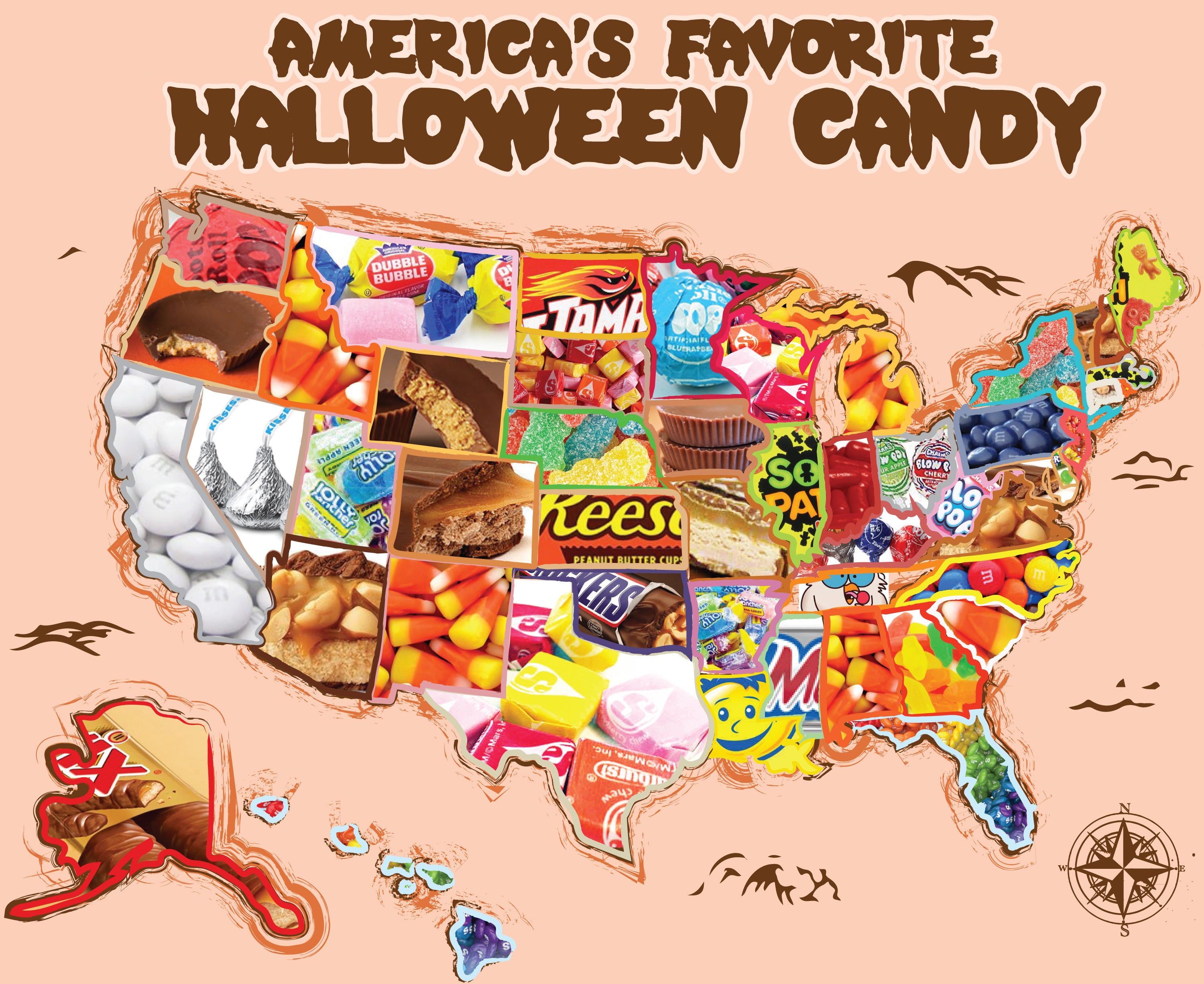 Halloween Candy. American Candy. Карта Black Russia где расположены Хэллоуинские конфеты.