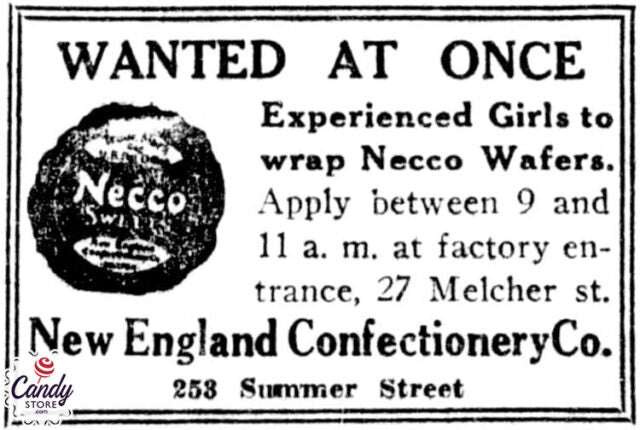 Necco Help Wanted Necco Wafers 1916