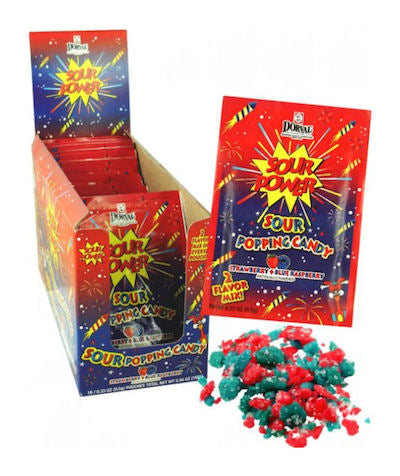 Sour Power Popping Candy Strawberry Blue Raspberry 18ct CandyStore com 792
