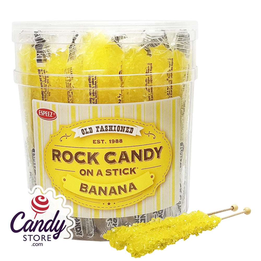 Yellow Rock Candy Crystal Sticks Banana 36ct Tub 6069