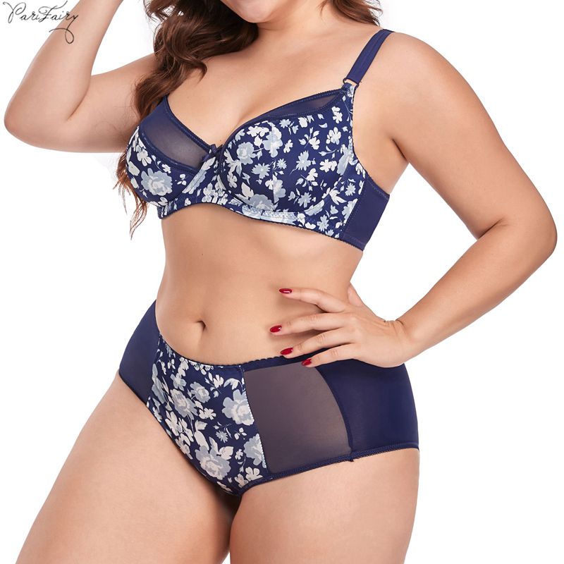 Softrhyme Plus Size Women Underwear Set 85D 90D 95D 100D 105D 110D