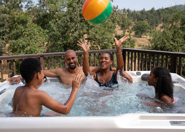 family fun in a spa and hot tub