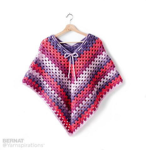 Free Crochet Pattern Bernat Pop Yarn Girls Poncho Kay S