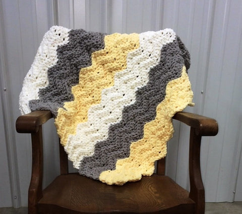 Crochet Pattern Quick Easy Chevron Ripple Baby Kamden Blanket Made With Bernat Baby Blanket Yarn