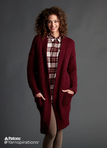 Free Knitting Pattern Patons Long Weekend Cardigan Kay S