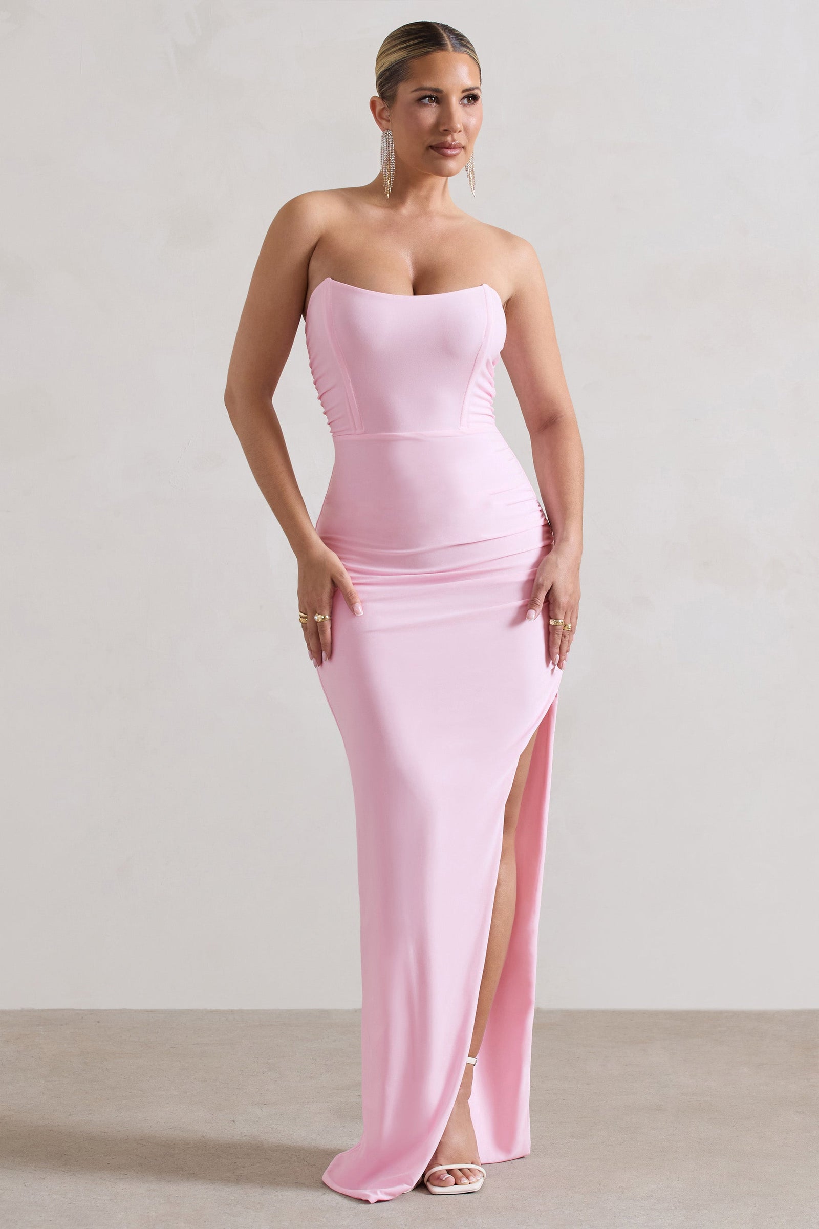 PROMISE Off Shoulder Ruched Waist Bridesmaids Maxi Dress with Side Split -  Mauve – DOYIN LONDON