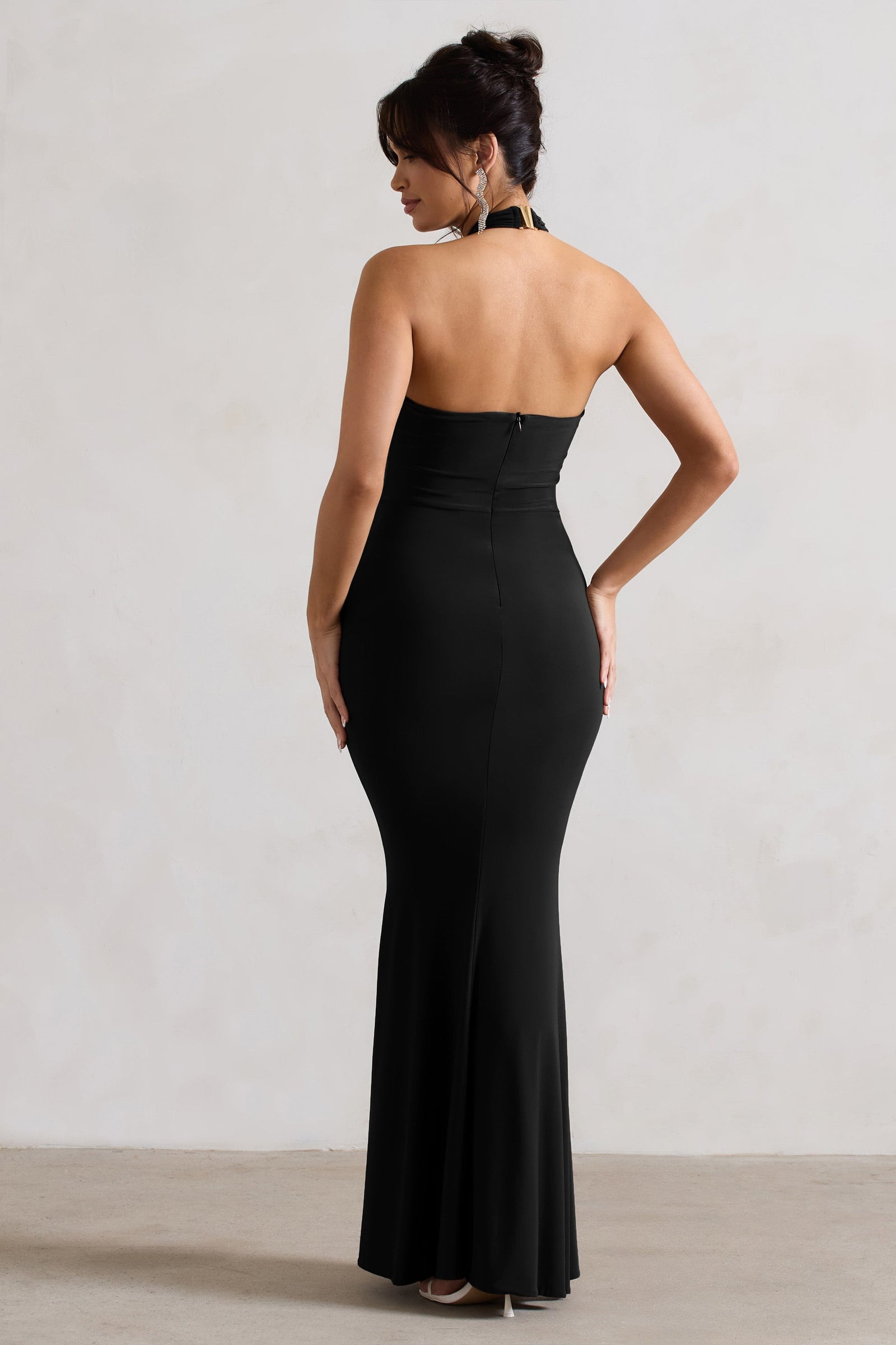 Marlene Black Faux Leather Strapless Bandeau Split Maxi Dress – Club L  London - USA