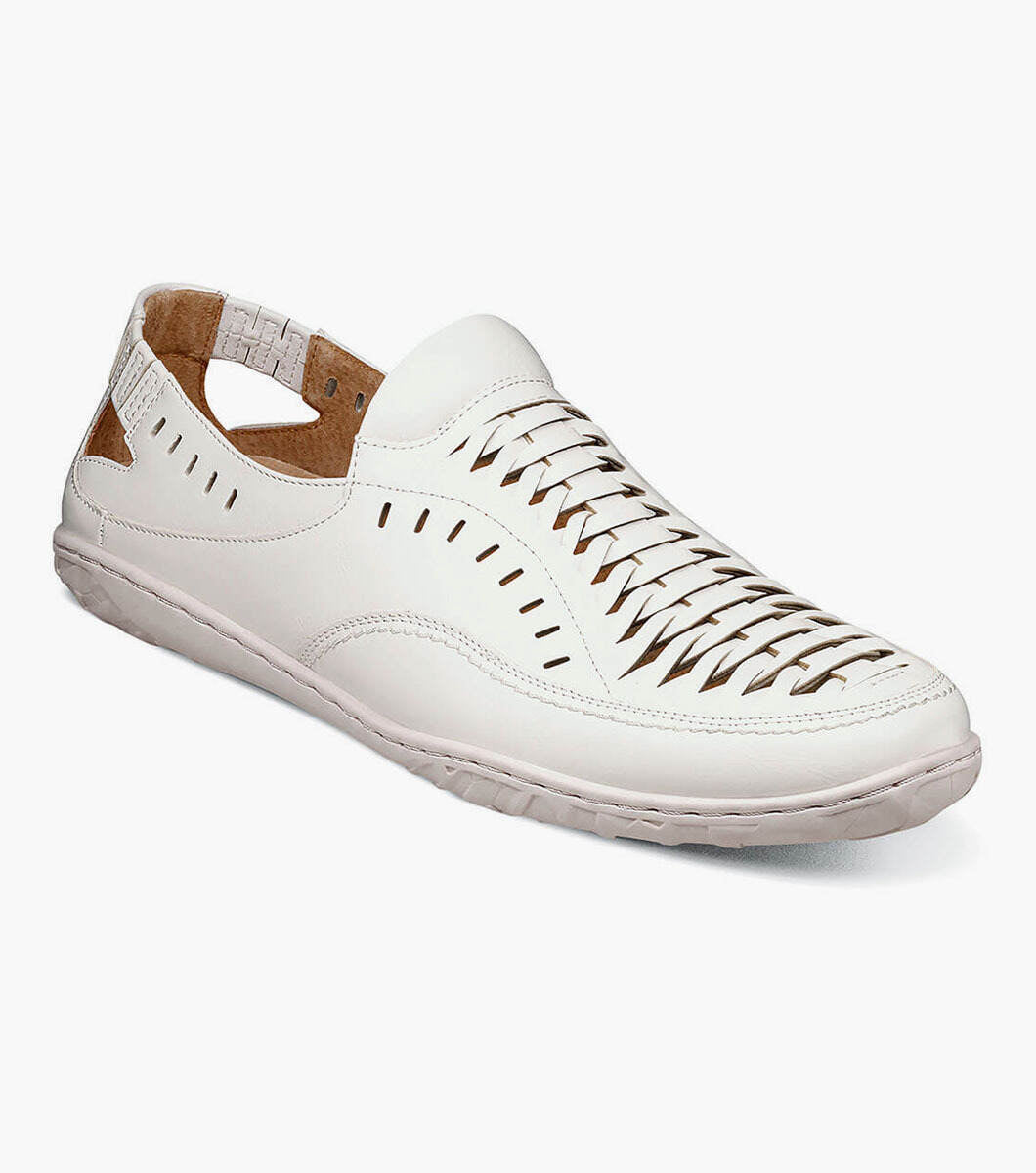 Stacy Adams IBIZA 25440-100 Woven Vamp Moc Toe Slip On White