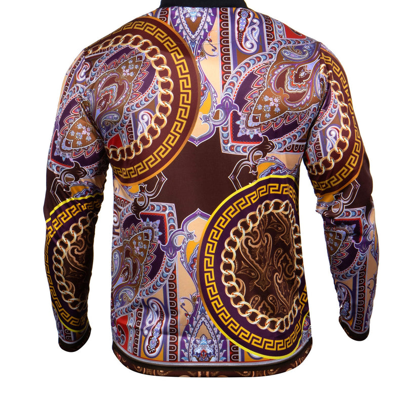 Prestige DPP-268 L/S 3Botton Polo Paisley Brown – Napoly Menswear