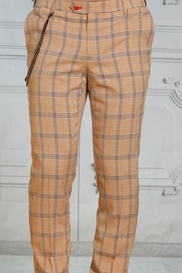 Buy Sojanya Beige  Green Checks Trousers for Men Online  Tata CLiQ