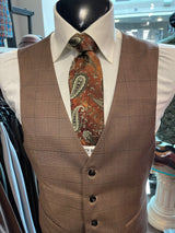 Steven Land SL77-796 Baresi Vested Window Pane Suit Brown