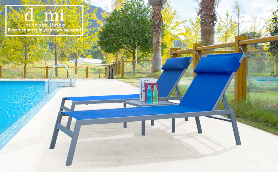 Domi Steel Patio Chaise Lounge