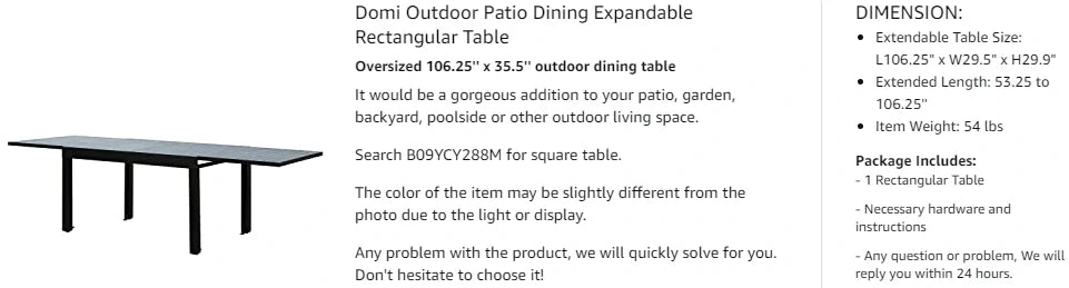 Domi Patio Dining Expandable Table Dark Brown