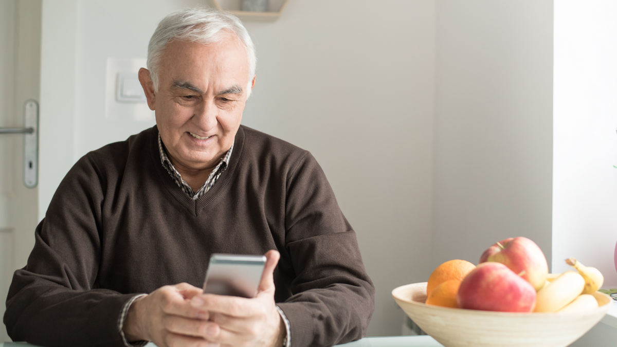 Old person on his phone