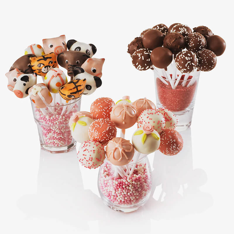 Freshly baked and decorated cake pops