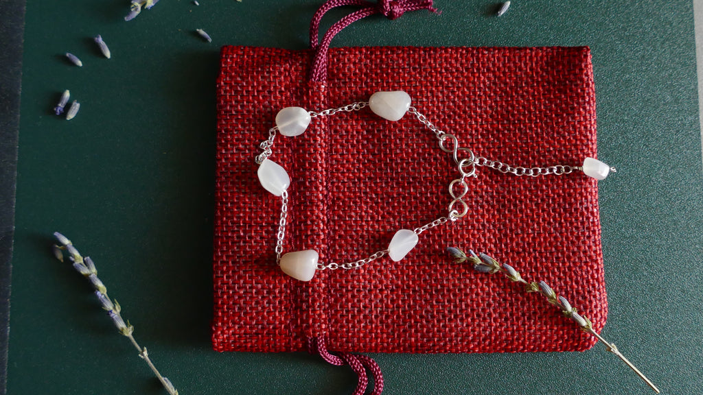 image of a moonstone bracelet. this healing bracelet is available at dumi's crystals