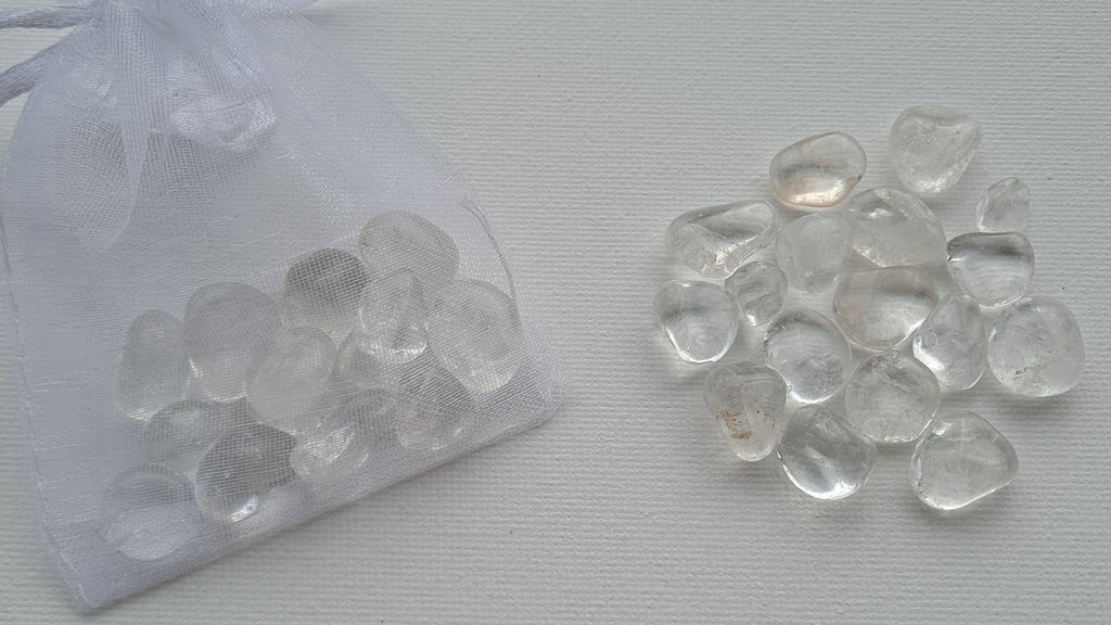 image of clear quartz chips. this healing crystal is available at dumi's crystals