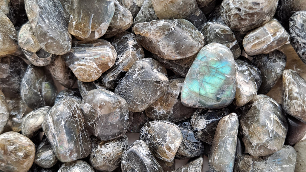 image of labradorite chips. this healing crystal is available at dumi's crystals