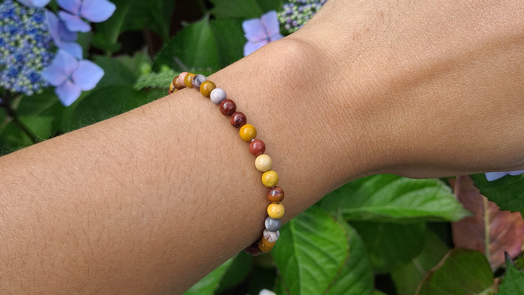 image of a 4mm mookaite beads bracelet. this bracelet is available at dumi's crystals