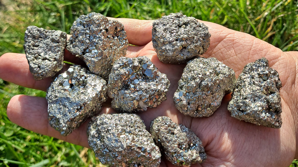 image of pyrite rough stones. this crystal is available at dumi's crystals