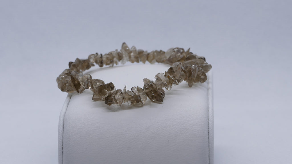 image of a smoky quartz chip bracelet. this healing crystal is available at dumi's crystals