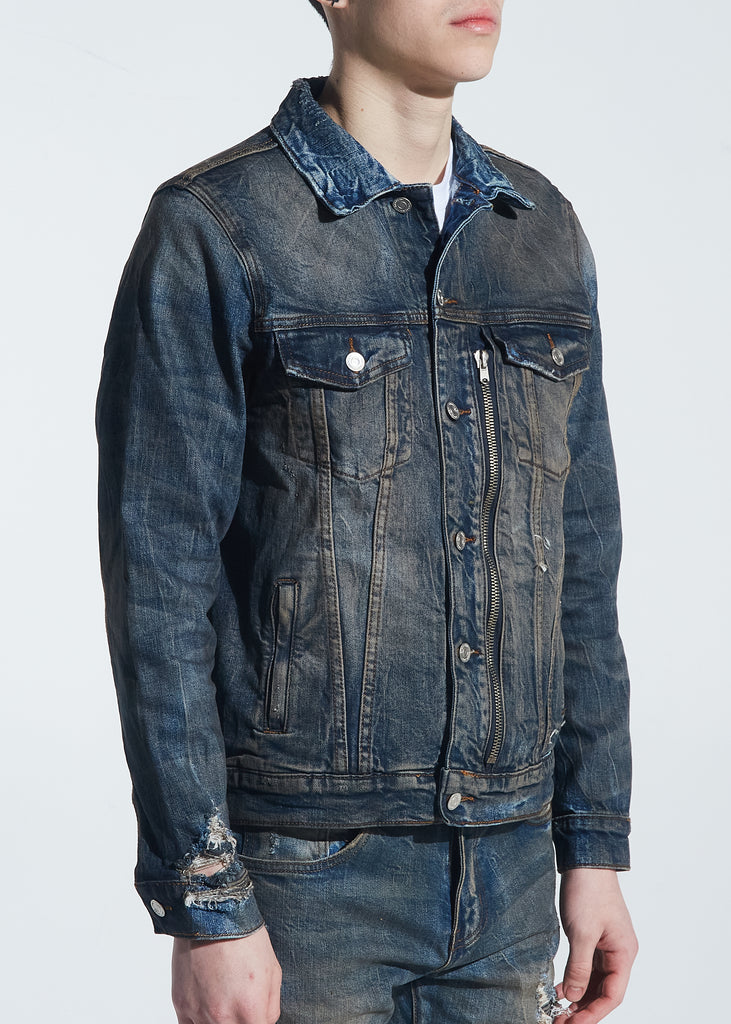 Rivers Denim Jacket (Dirty Indigo Wash) | Embellish NYC