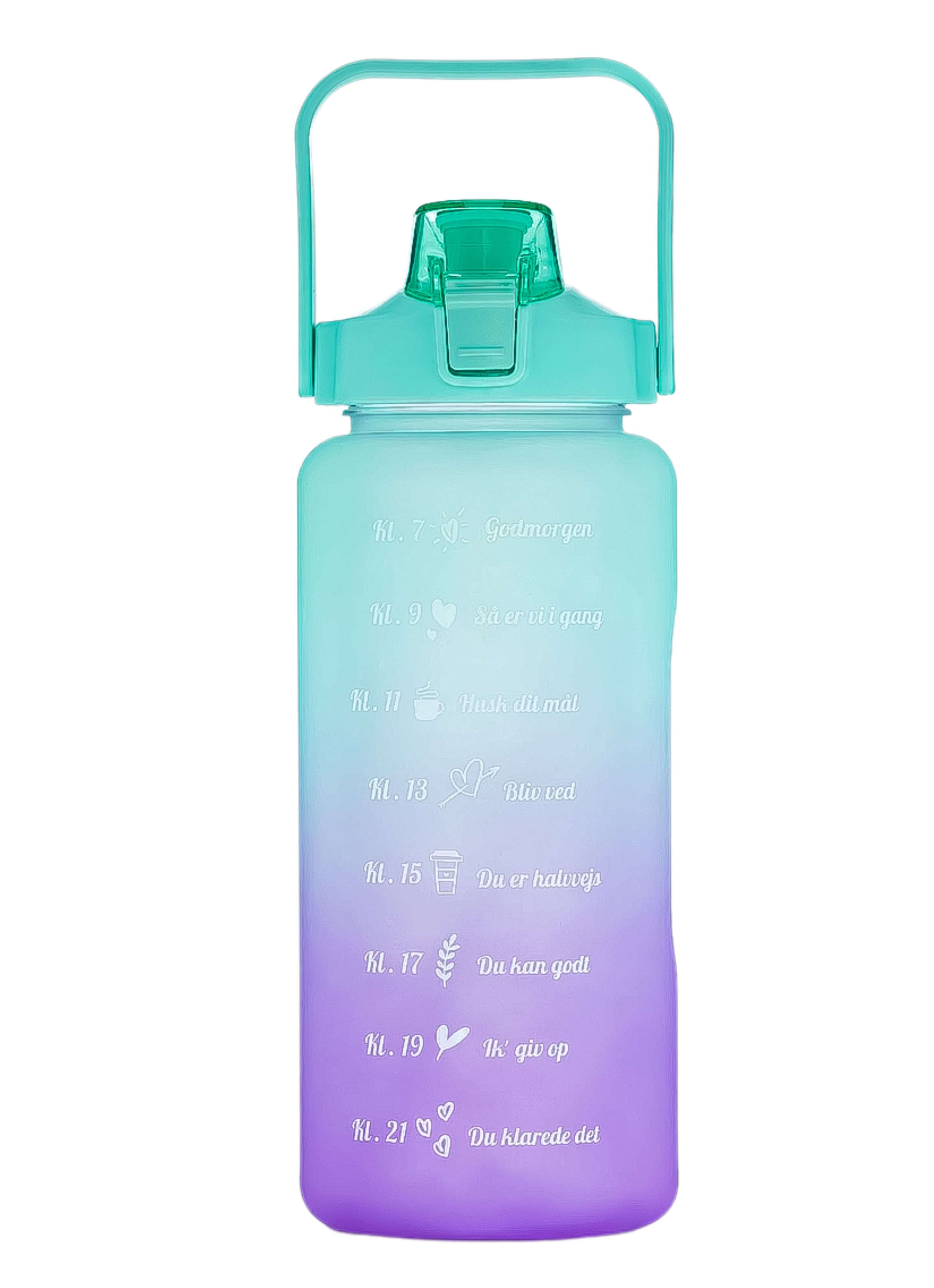 Billede af 2L motivationsvandflaske - Lyseblå/lilla