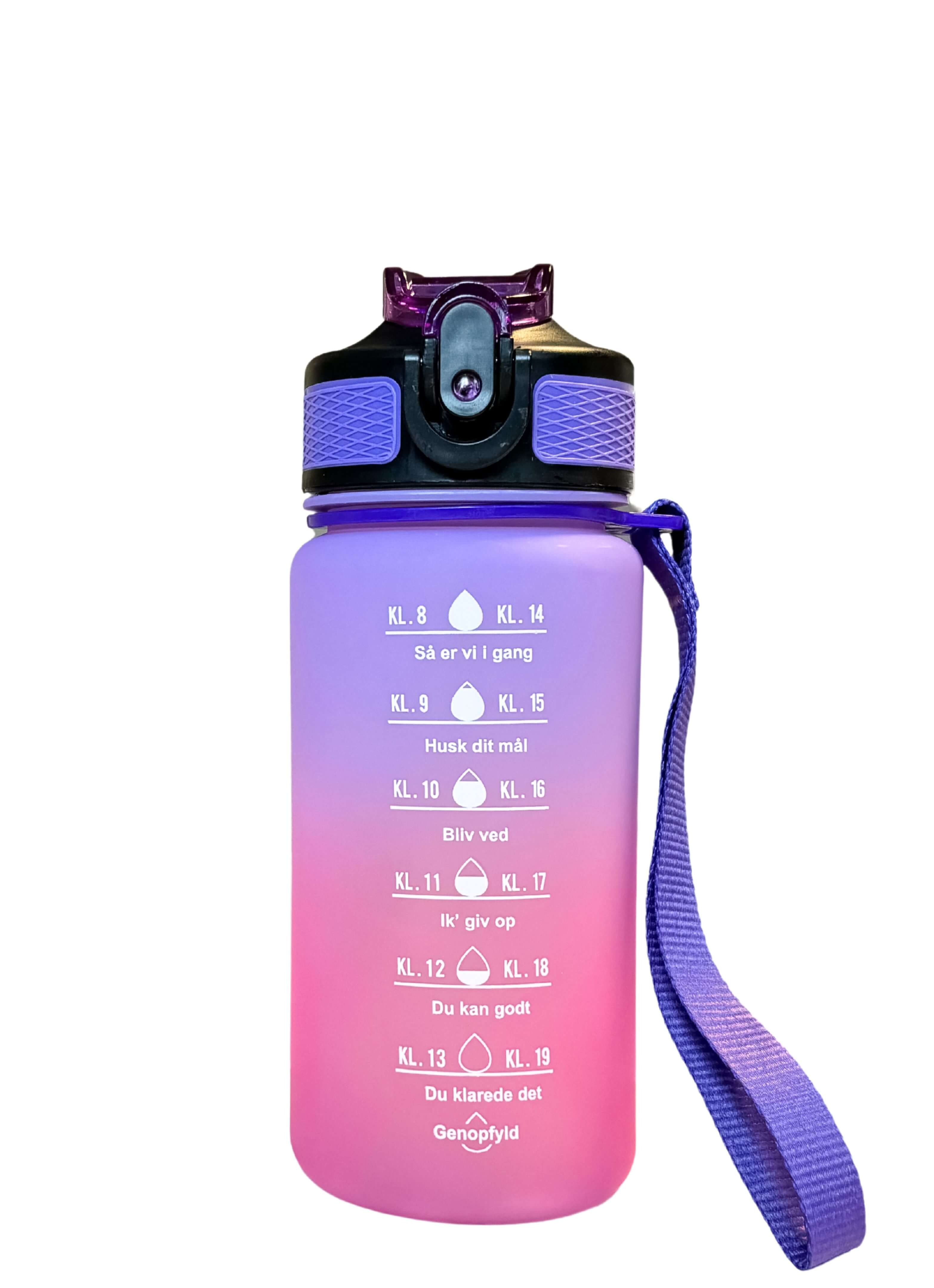 Se 0,6L Motivationsvandflaske - Lilla/pink hos Smart Makro