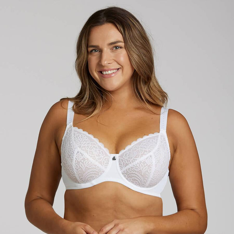 Lily Lace Full Cup Bras (2 Pack) - White and Ruby Red