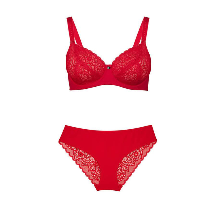 Lily Lace Full Cup Bra - Ruby Red
