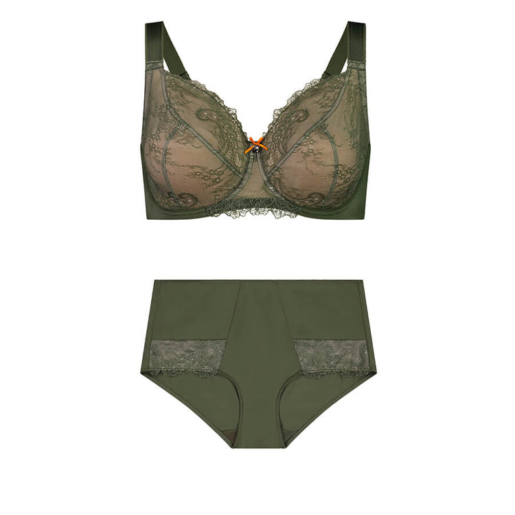 Nightingale Lace Premium Support Bra - Licorice Green
