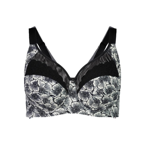 Contrast Lace Full Cup Bra - Violet