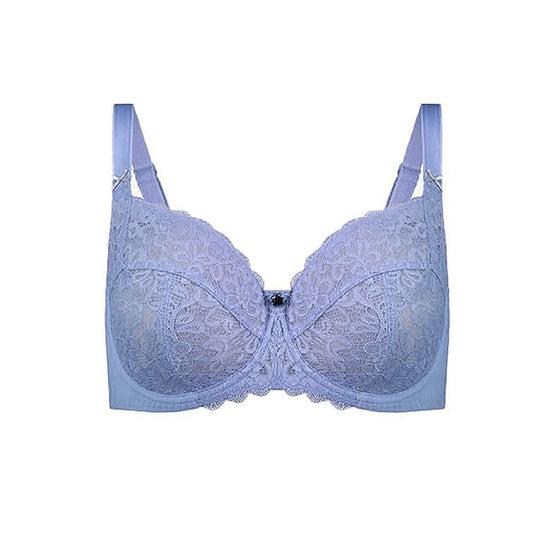 Contrast Lace Full Cup Bra - Violet