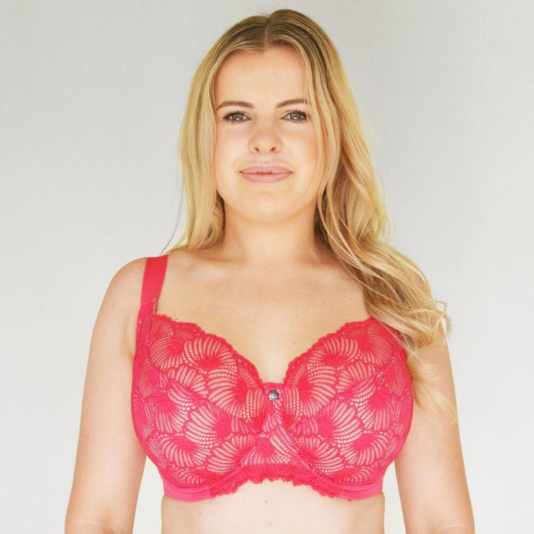 Contrast Lace Full Cup Bra - Macaroon