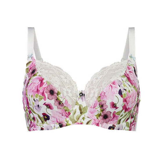 Kindly Yours Full Coverage 32D T-Shirt Bra Floral White Plant-Based Cup NEW