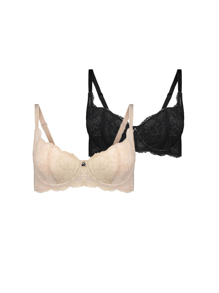Baroque Lace Full Cup Bra - Black