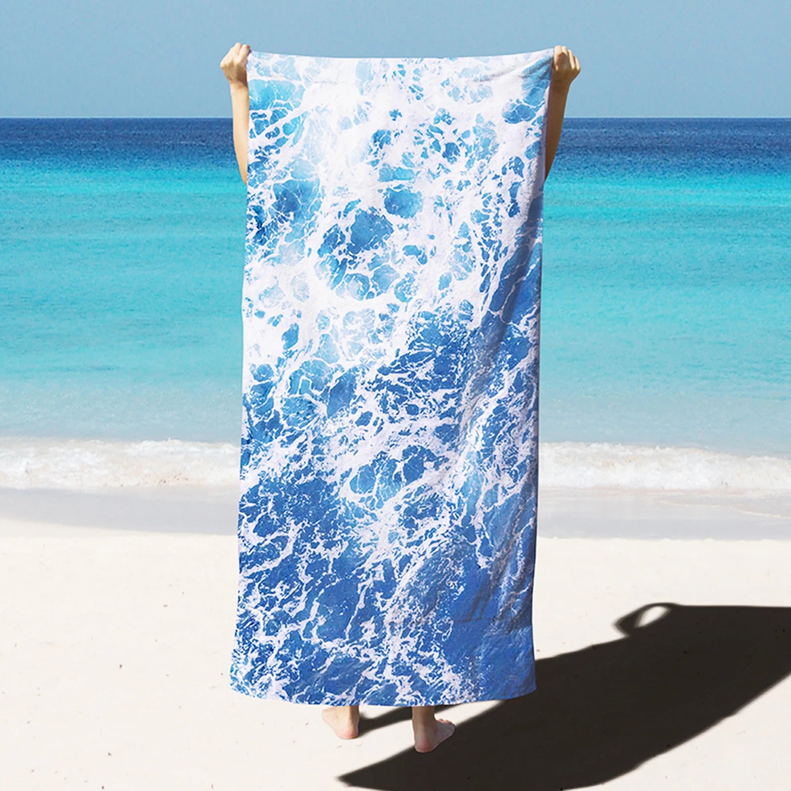 Ocean Print Oversized 35x71" Beach Towel-Blanket