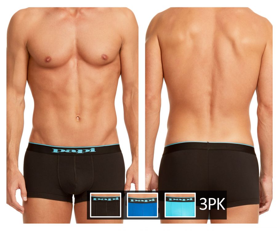Papi 980403-941 3pk Cotton Stretch Brief Black-cobalt-blue –   - Men's Underwear and Swimwear