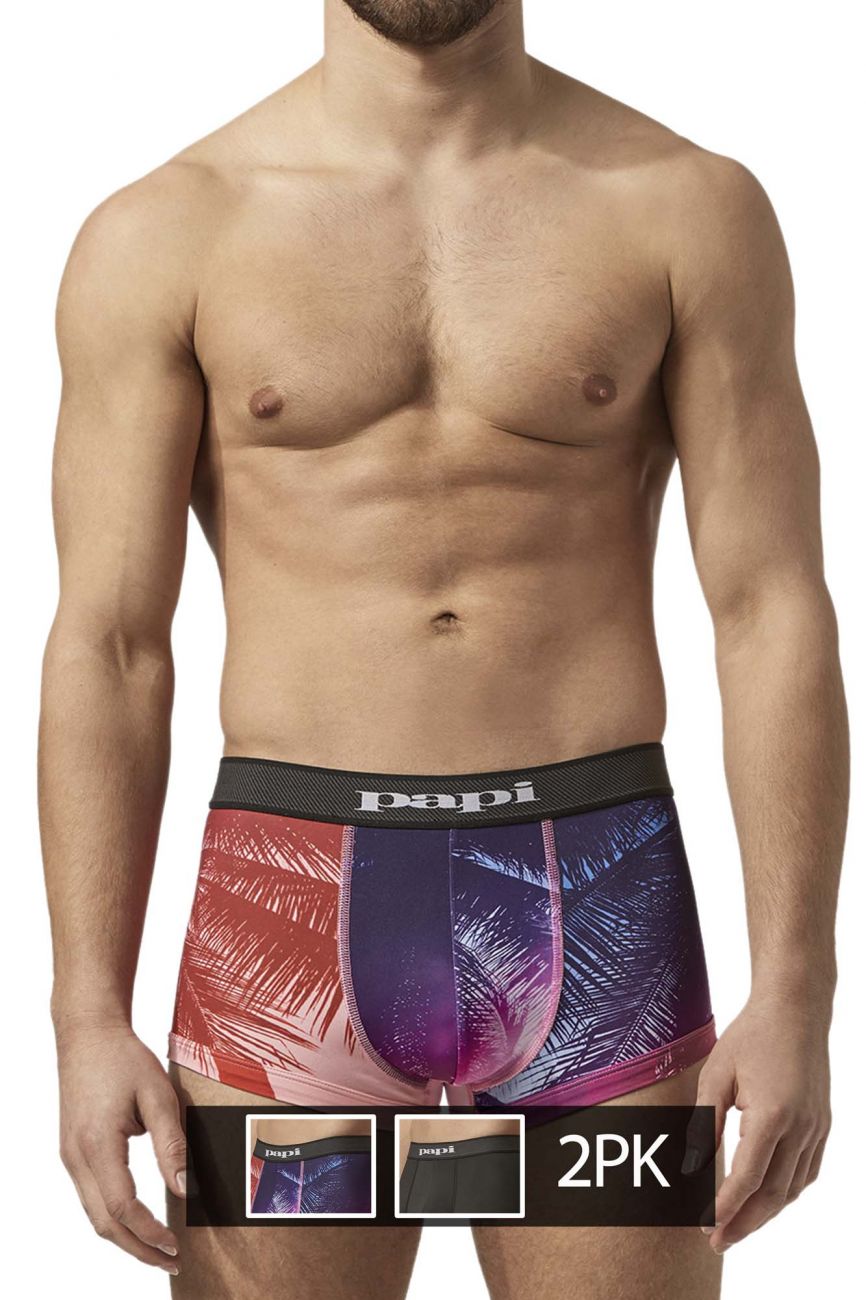 papi mens Brazilian Cool Boxer Briefs Pack of 2 Comfort Fitting Underwear  Trunks, Stripe - Black/Red, Medium US
