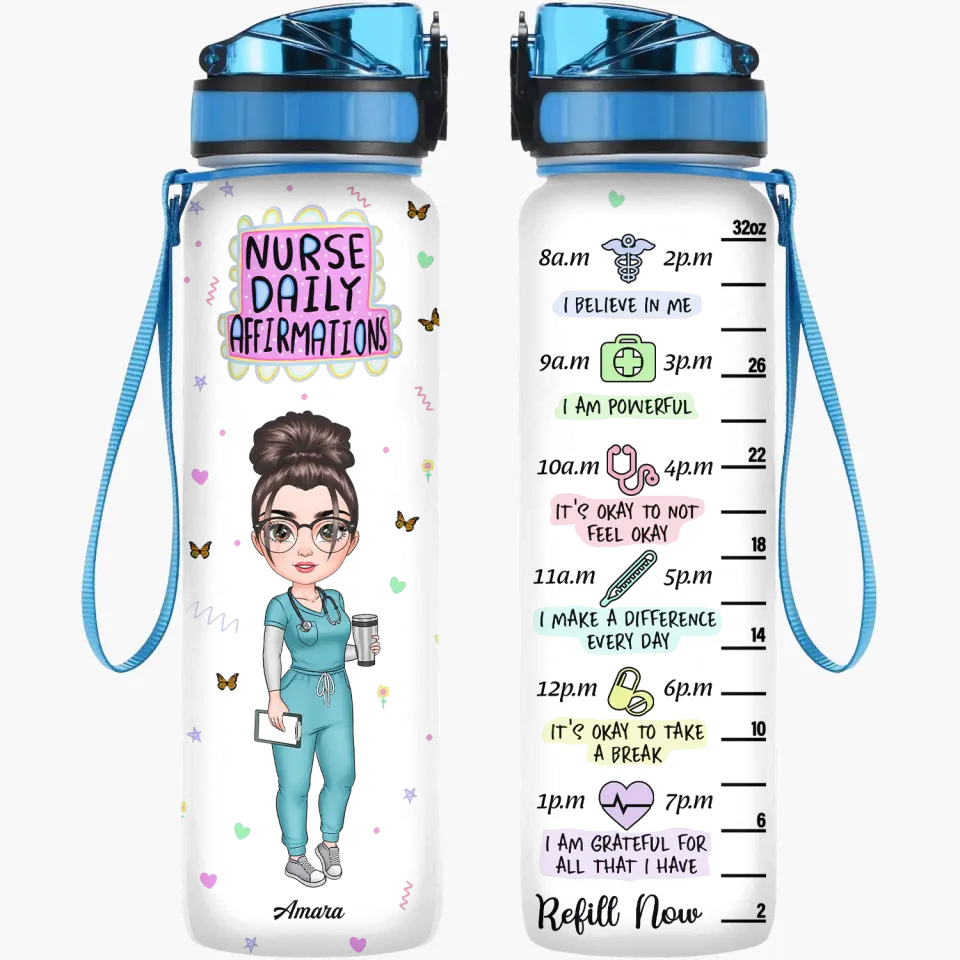 Personalized Water Tracker Bottle - Gift For Nurse - Water Scrubs And - A  Gift Customized