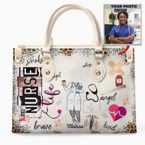 It’s A Beautiful Day to Save Lives - Nurse Personalized Custom Leather Handbag - Appreciation, Thank You Gift, Nurse Life, Doctor Life - No Strap 