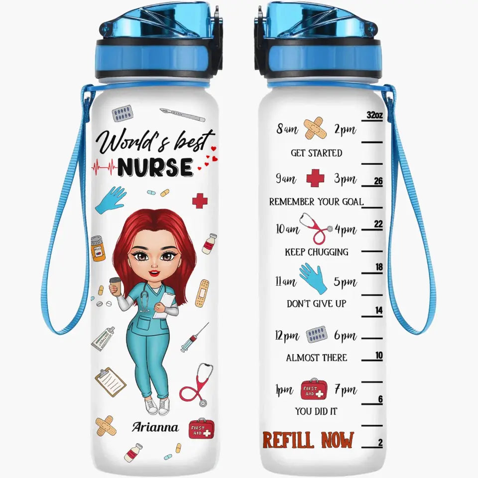 Personalized Water Tracker Bottle - Nurse's Day, Birthday Gift For Nur - A  Gift Customized