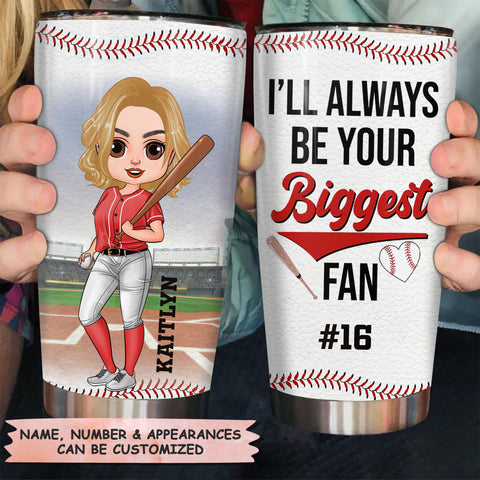 Personalized Baseball Mom Biggest Fan Customized Tumbler