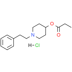 Chemical structure of 1-(2-phenylethyl)piperidin-4-yl propanoate (hydrochloride) (CAS 2575516-44-6)