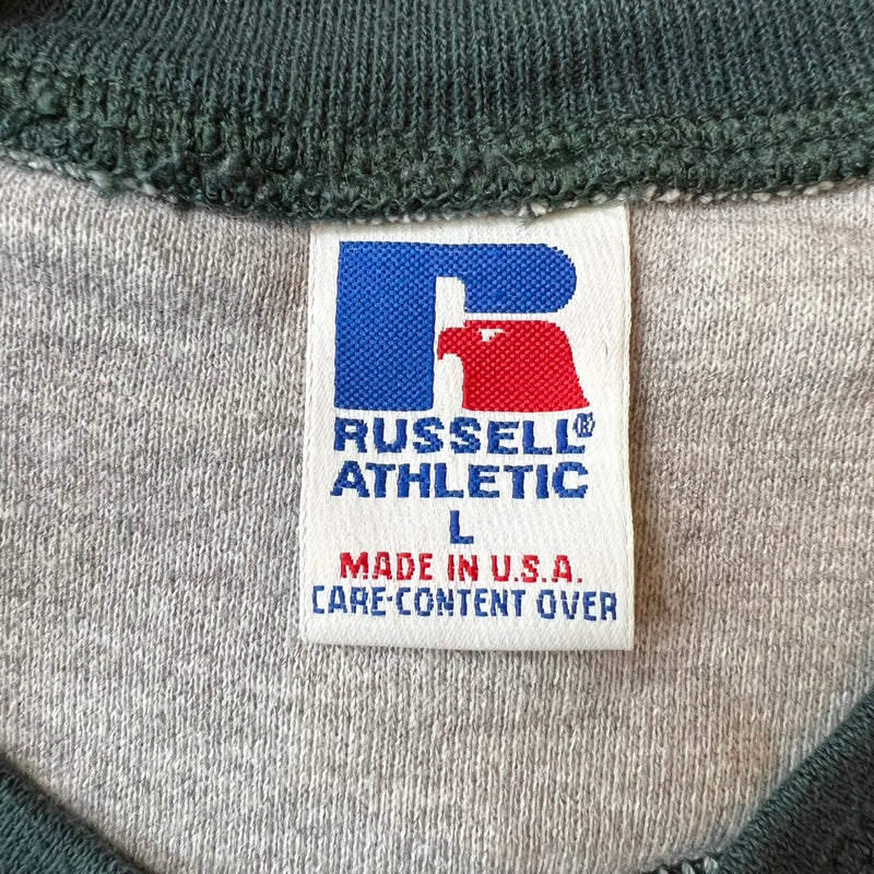 希少 USA製 90's Russell ヘンリーネックパーカー ダメージ加工 - パーカー