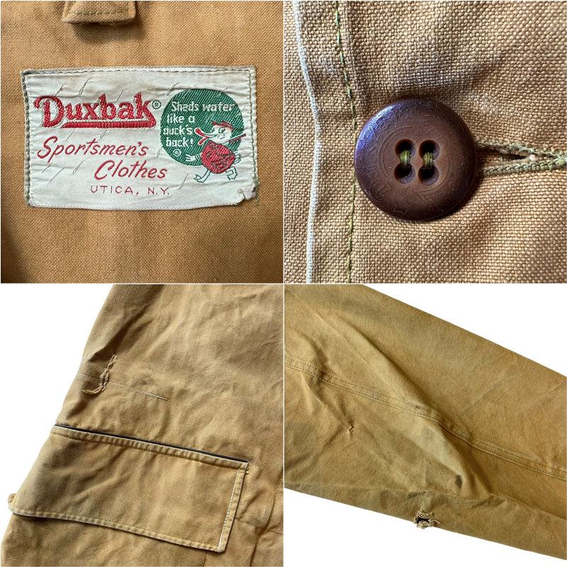 50s 60s Duxbak コットン ダック ハンティング ジャケット / 50年代 60年代 ダックスバック ビンテージ ブラウン コーデュロイ  切替