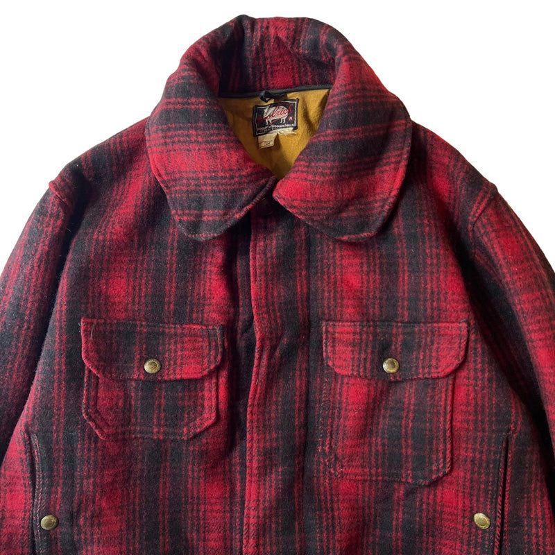 50s Woolrich チェック ウール マッキーノ ジャケット 38 / 50年代 ビンテージ ハンティング ウールリッチ 赤 黒