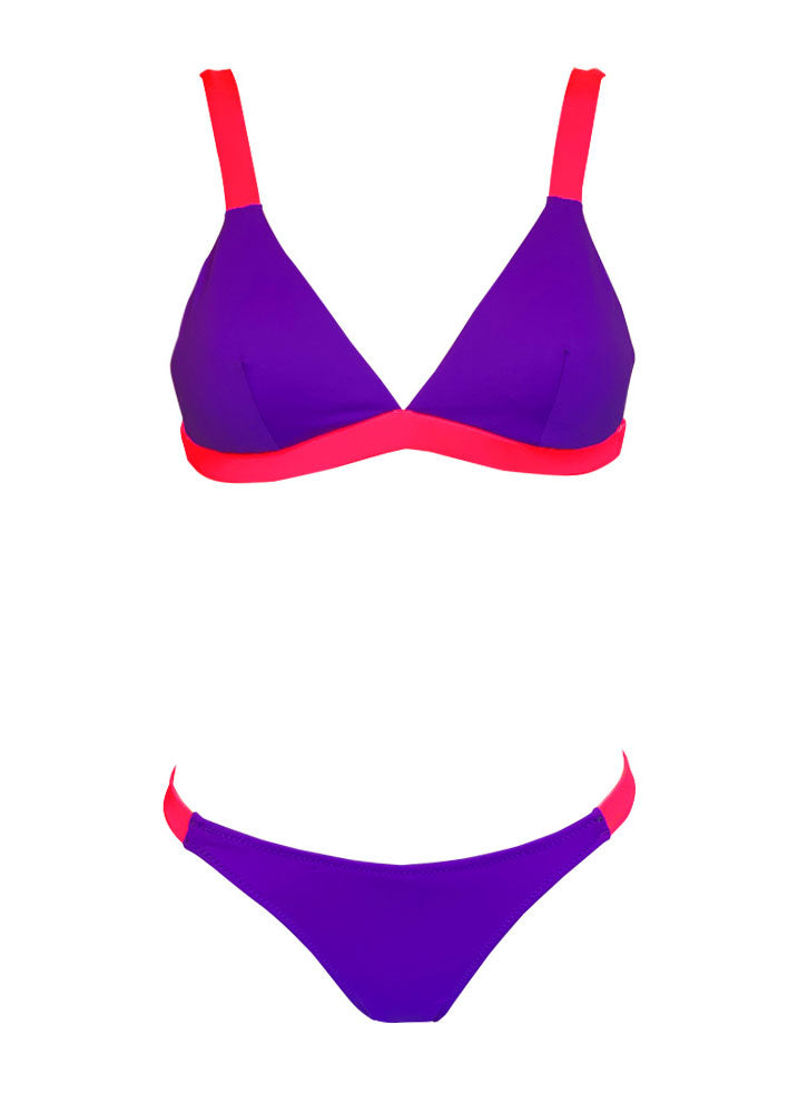 Purple and neon triangle bikini